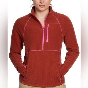 Bass Outdoor Half Zip Pull Over Fleece with Thumbholes Burnt Henna Medium NWT